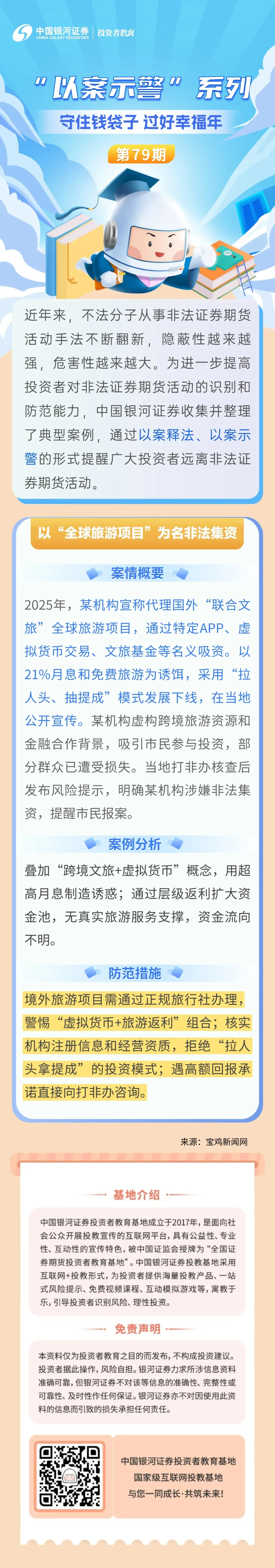 “以案示警”79期:以“全球旅游项目”为名非法集资