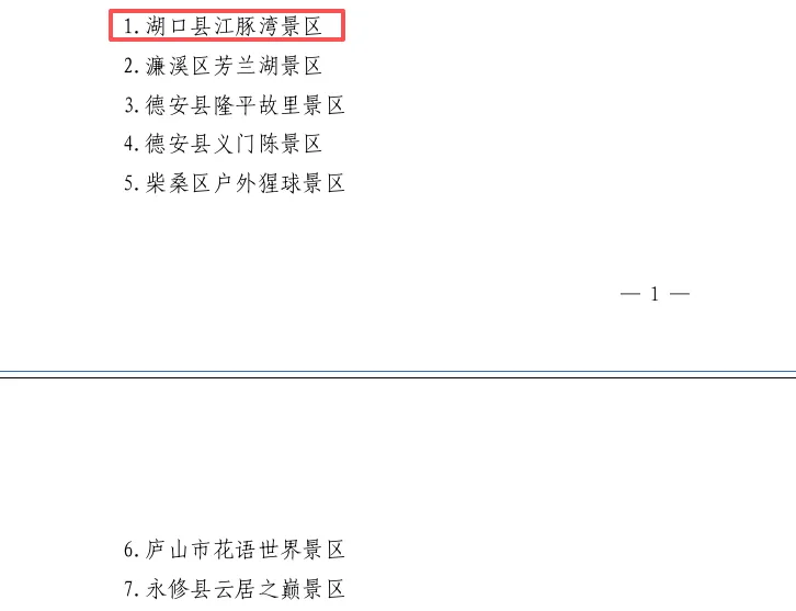 喜报!湖口县江豚湾景区获评国家3A级旅游景区