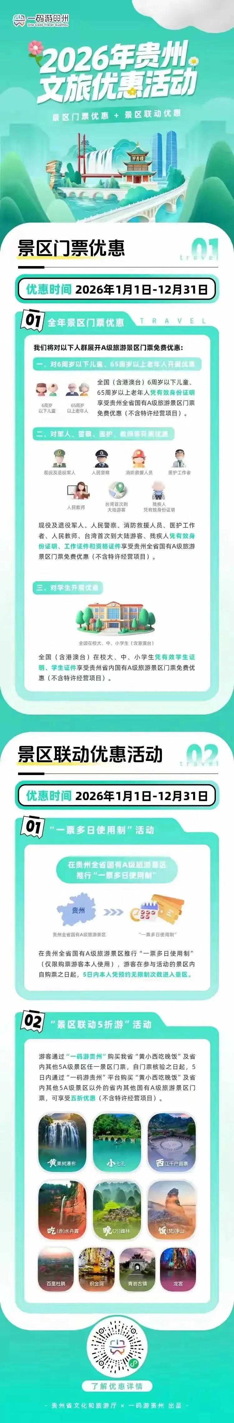 2026年贵州旅游优惠政策出炉,对比2025年新增了4大项,一起来看看.