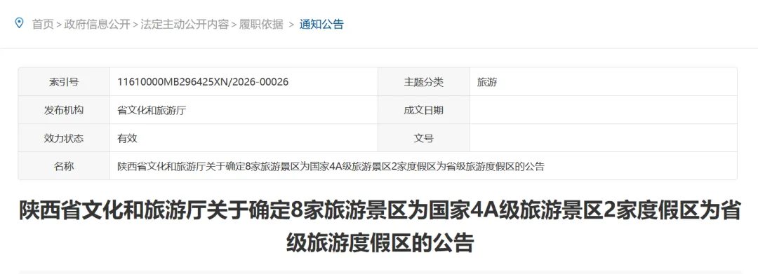 陕西新增8家国家4A级旅游景区,名单公布→