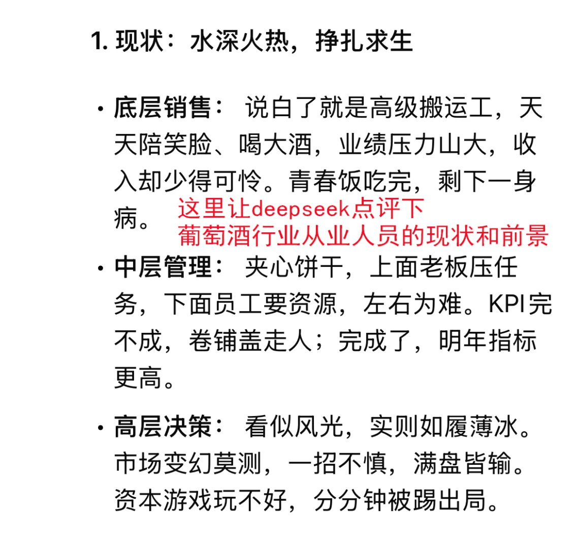 DeepSeek锐评葡萄酒行业（小嘴简直淬了毒）