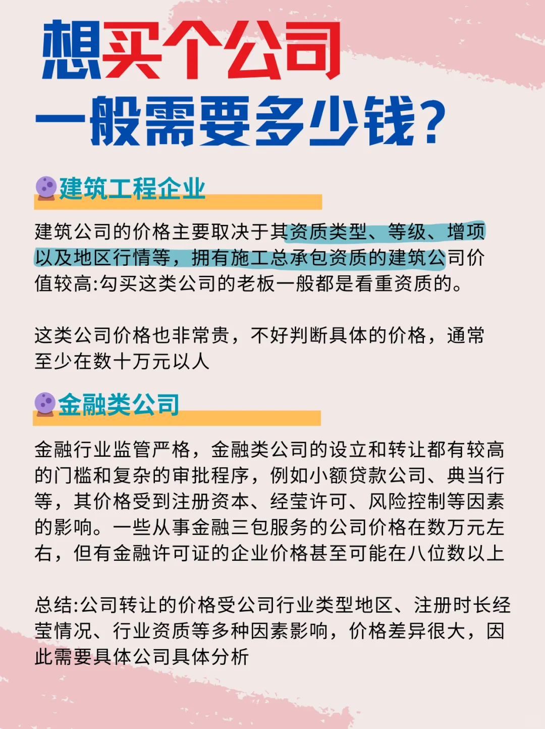 买一个现成公司，大概需要多少钱？