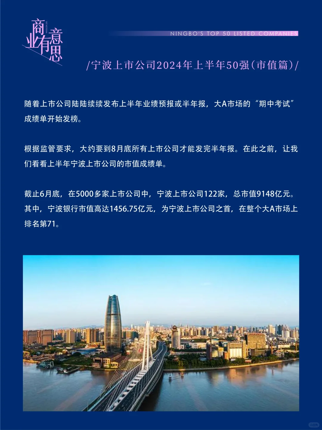 宁波上市公司2024年上半年50强（市值篇）