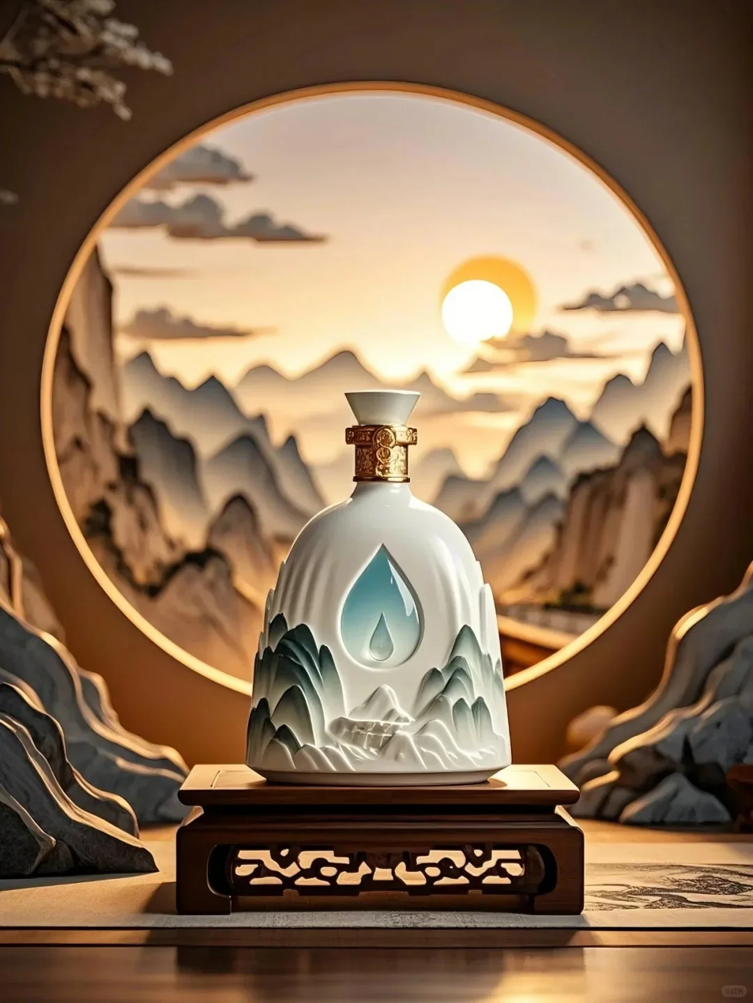 白酒瓶设计新风尚，山与水的完美融合