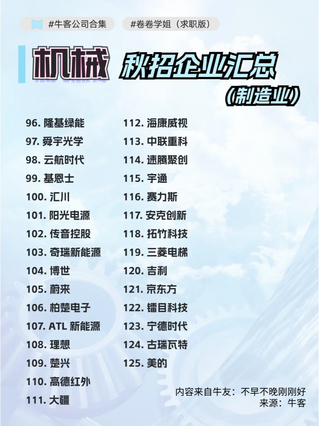 机械秋招企业汇总（制造业）
