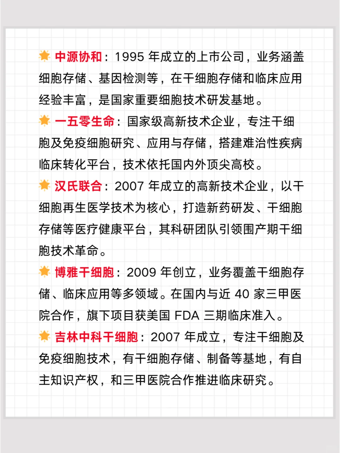 中国干细胞公司TOP10大盘点!