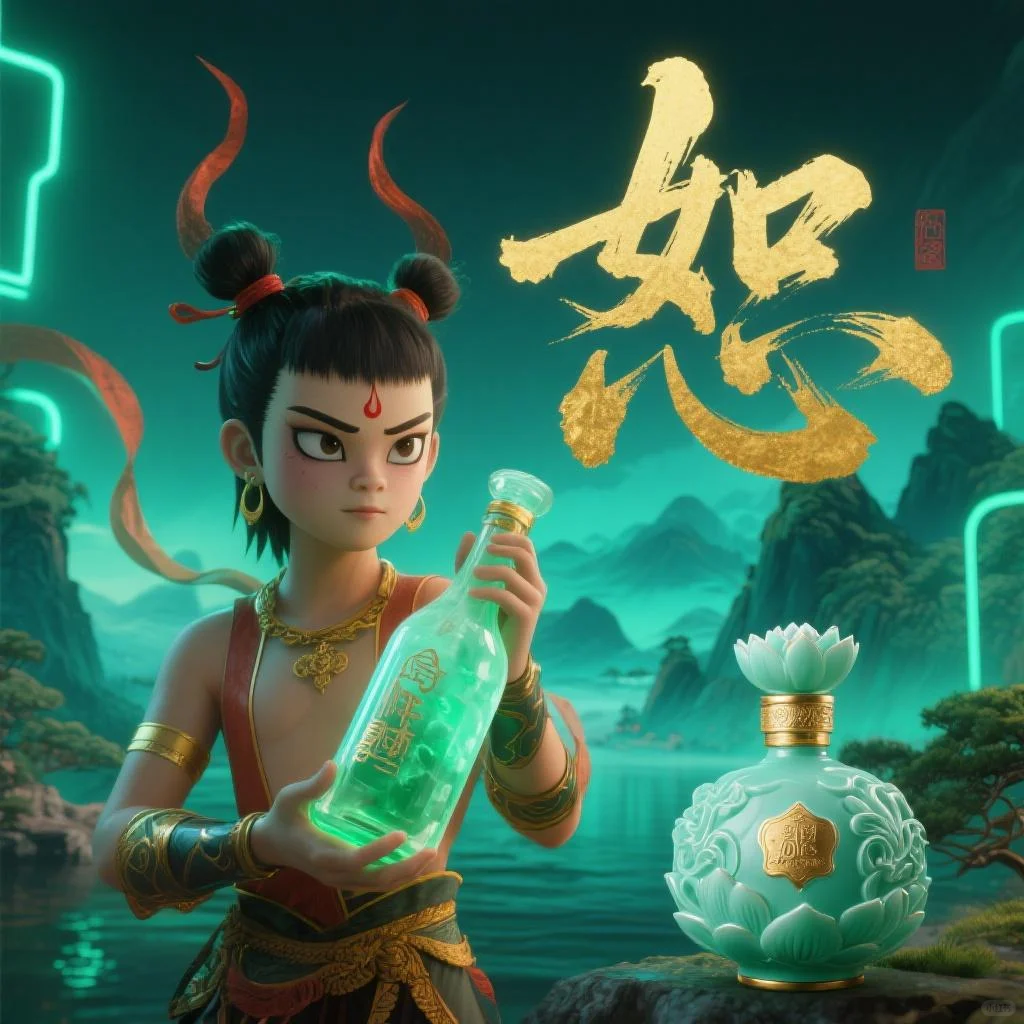 哪吒主题白酒——国风赛博朋克的完美融合