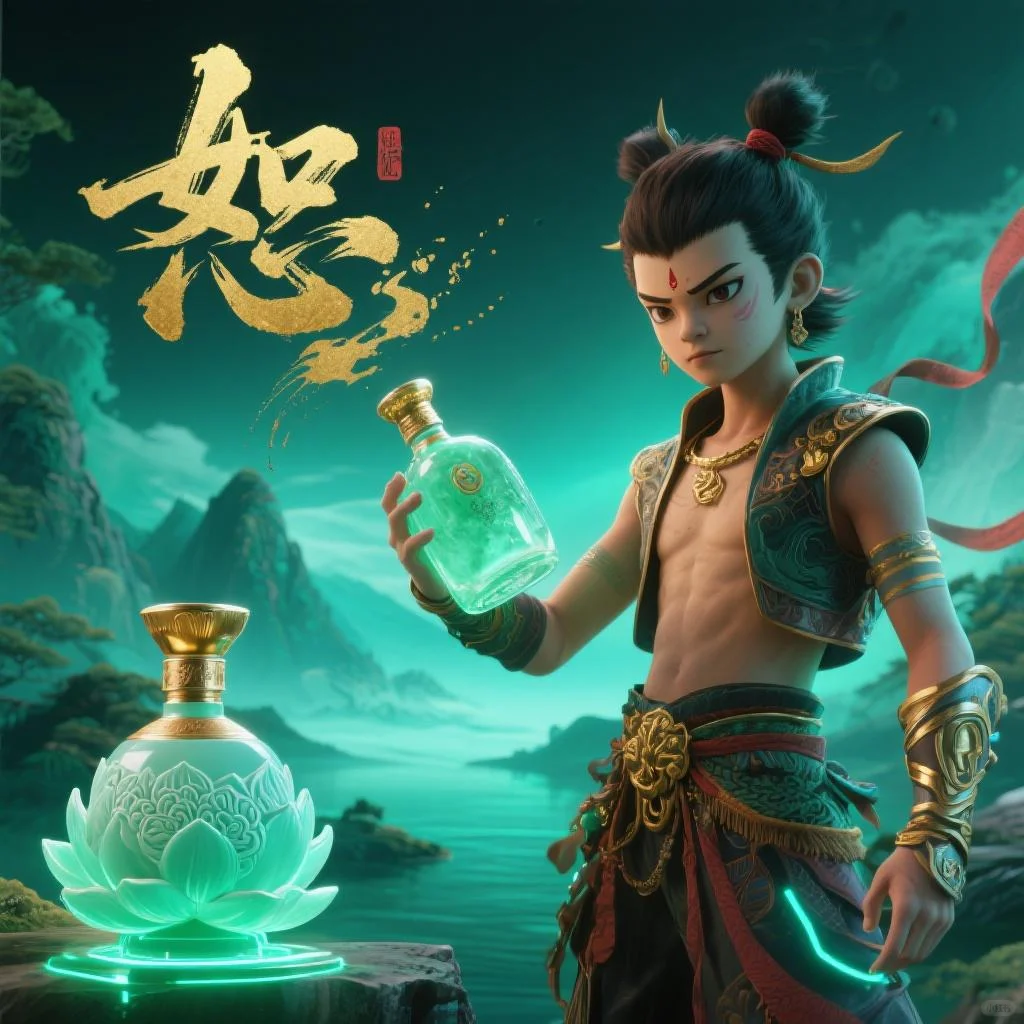 哪吒主题白酒——国风赛博朋克的完美融合