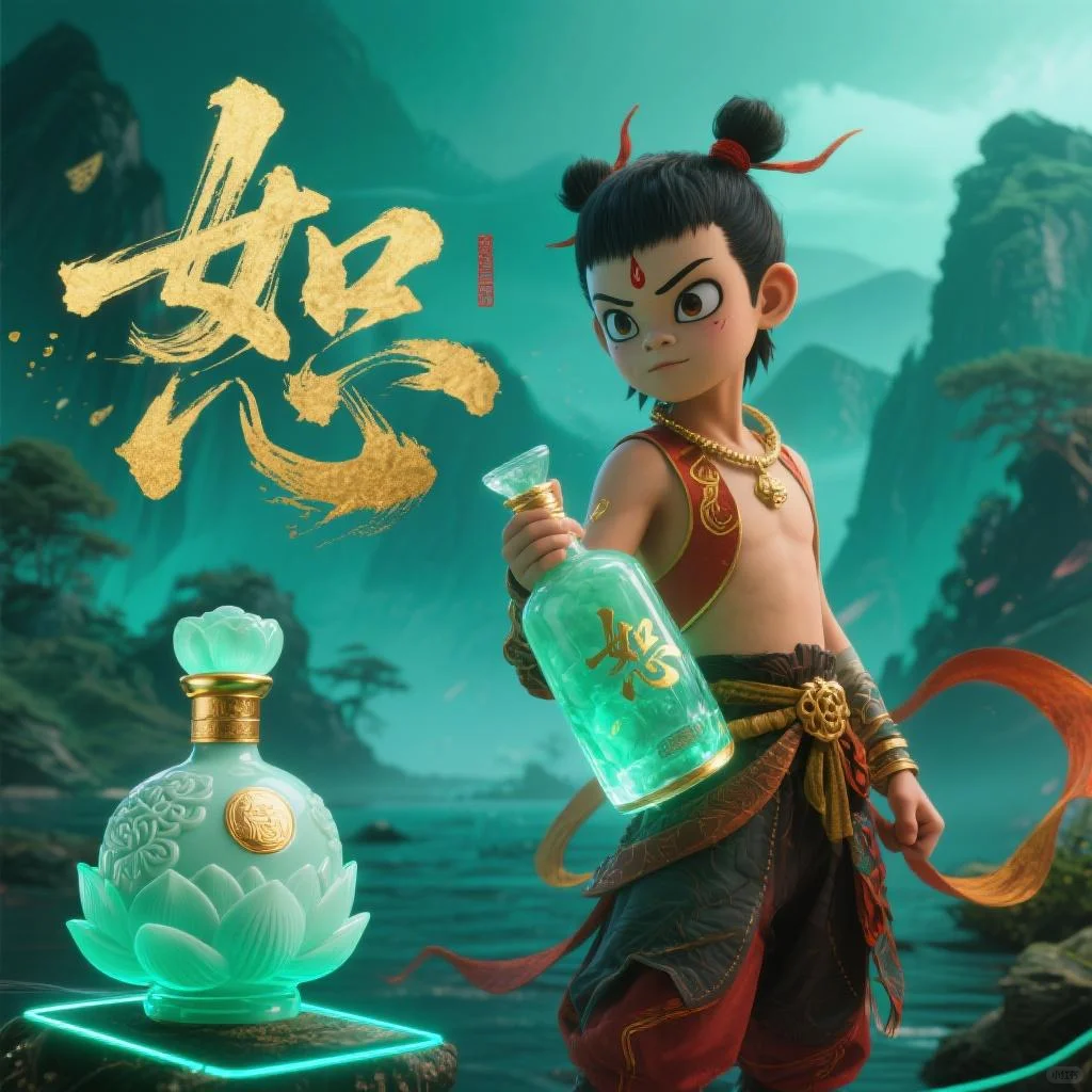 哪吒主题白酒——国风赛博朋克的完美融合