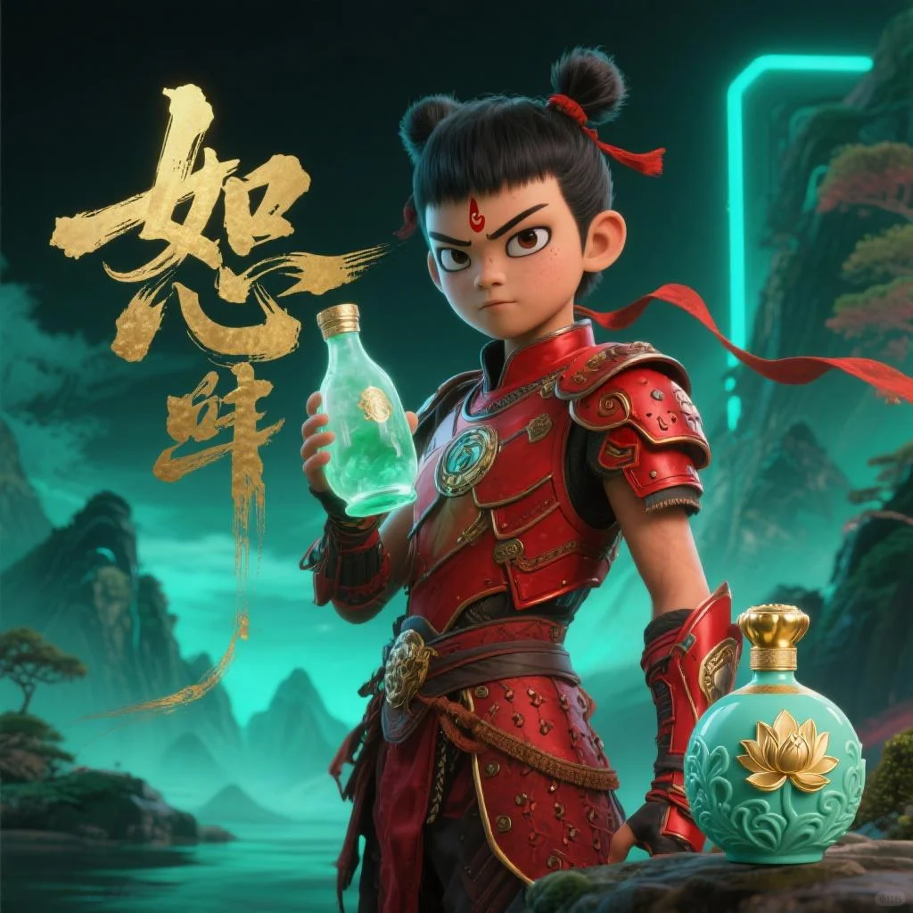 哪吒主题白酒——国风赛博朋克的完美融合