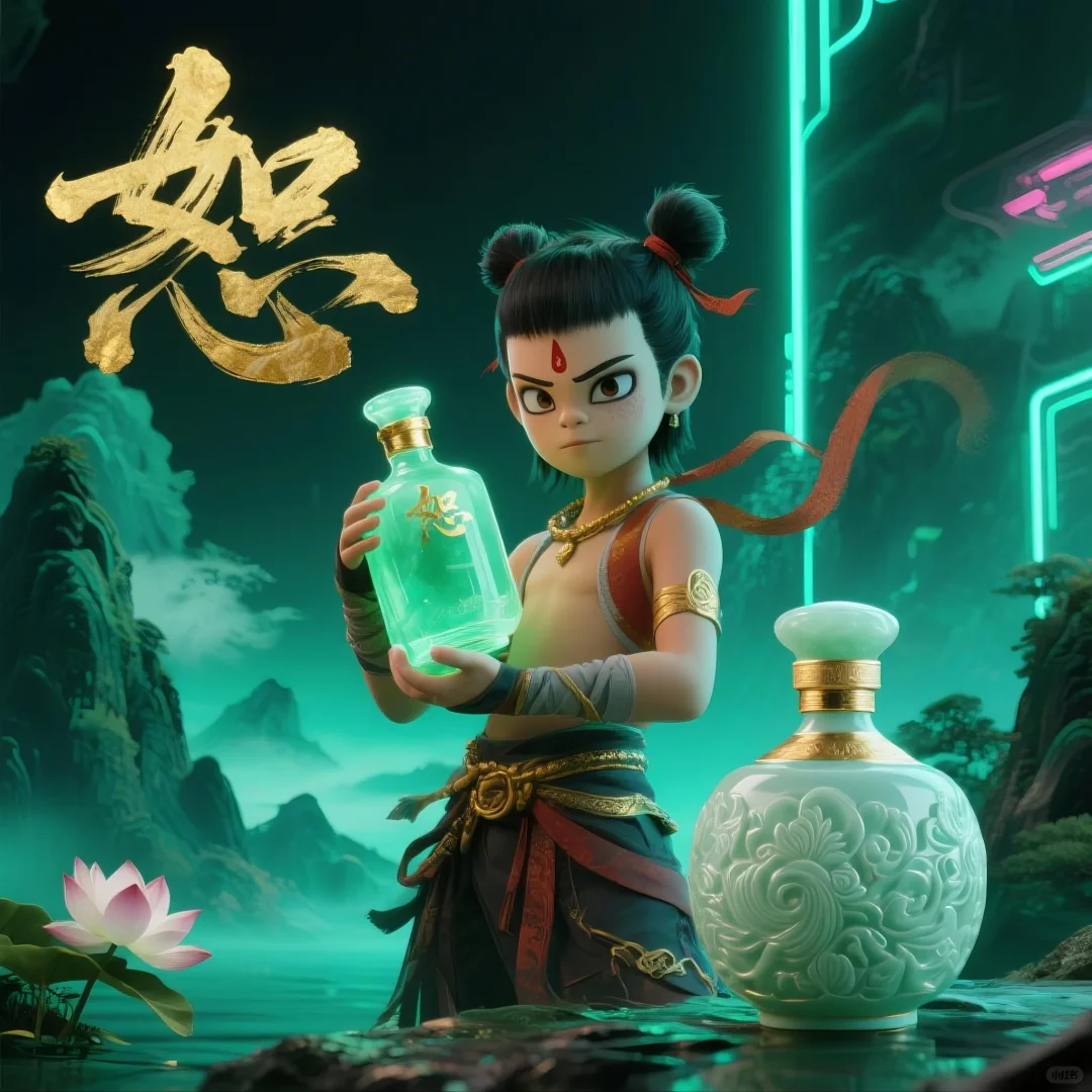 哪吒主题白酒——国风赛博朋克的完美融合