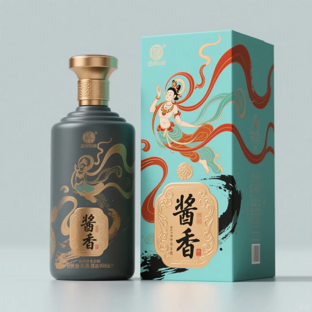 新中式敦煌主题酱香白酒礼盒包装设计