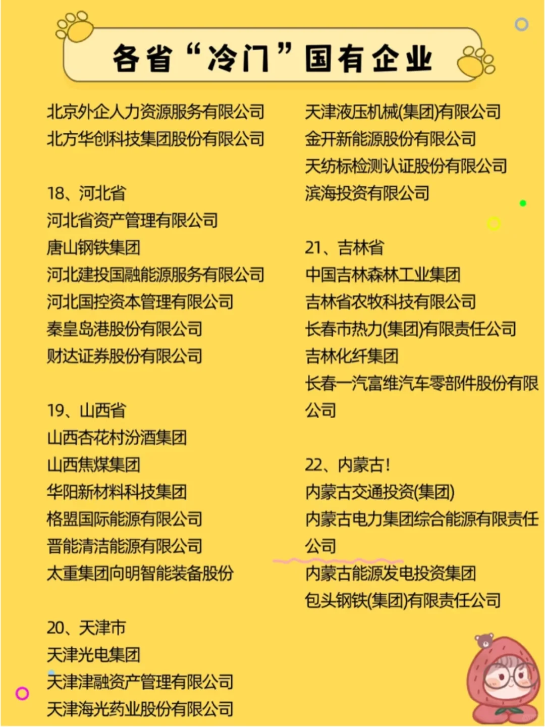 各省冷门 国企，企业有实力，待遇好