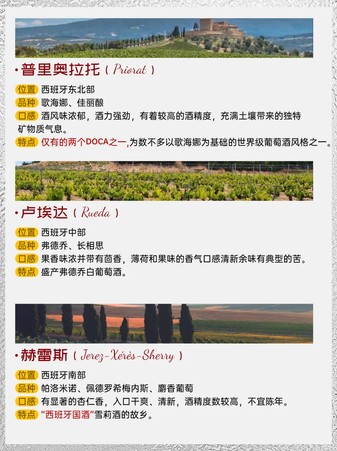 第三弹❗️西班牙葡萄酒九大经典产区‼️