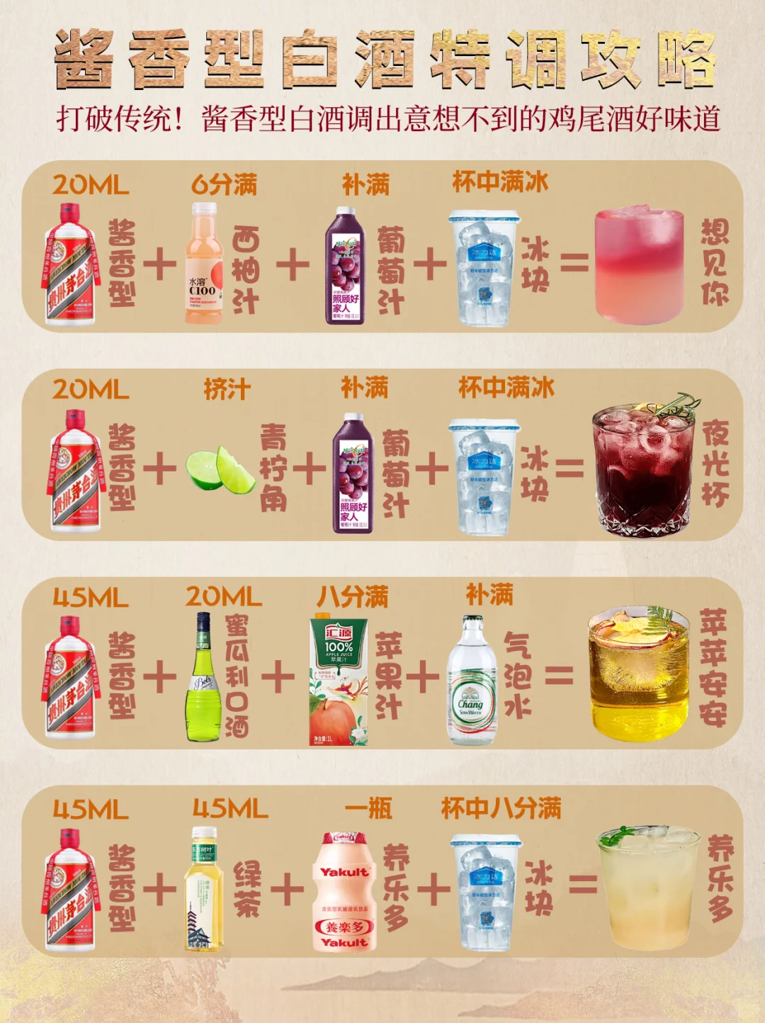 微醺夜晚|用酱香型白酒调出氛围酒?
