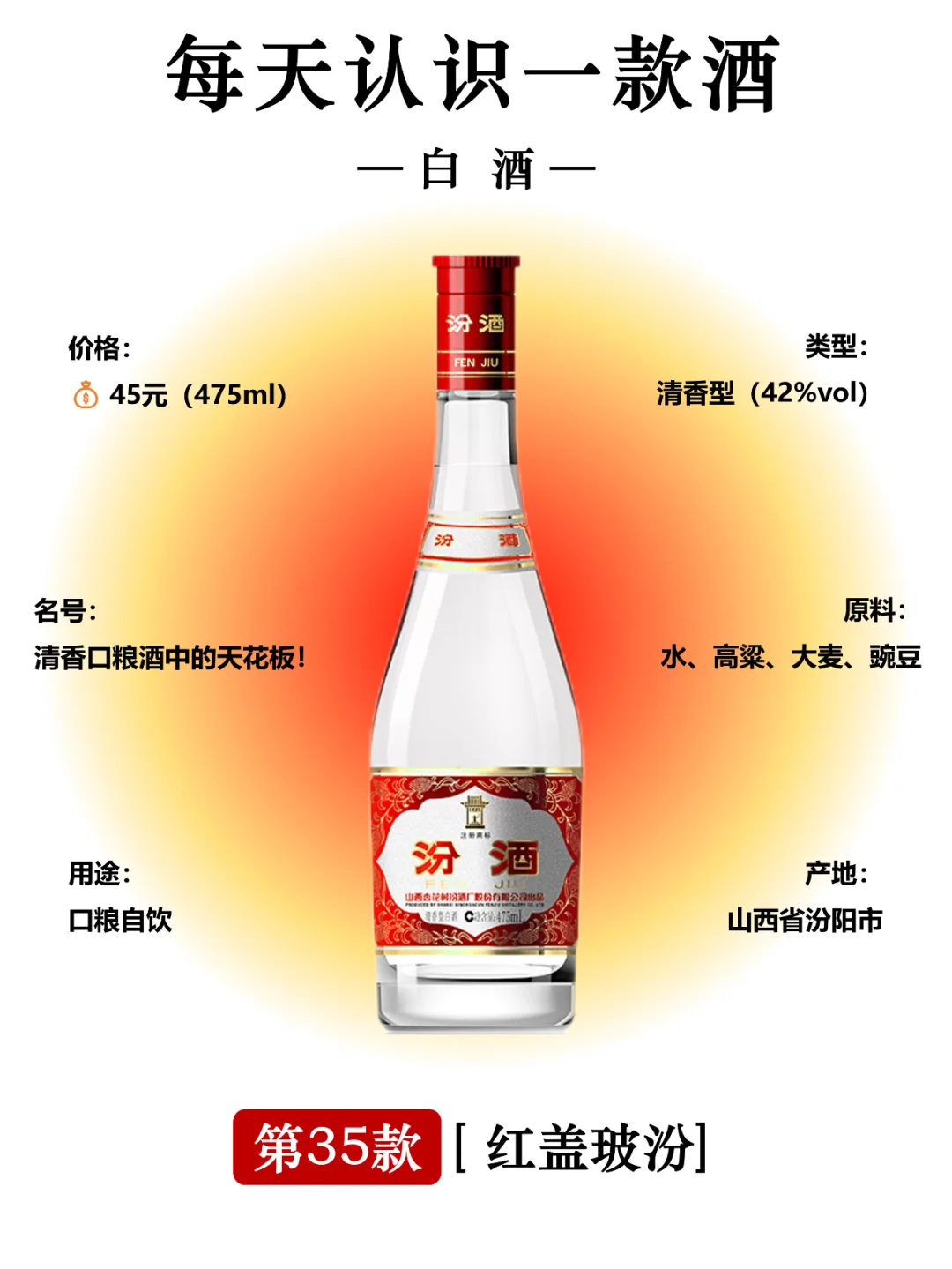 汾酒-红盖玻汾 | 清香型口粮酒天花板！