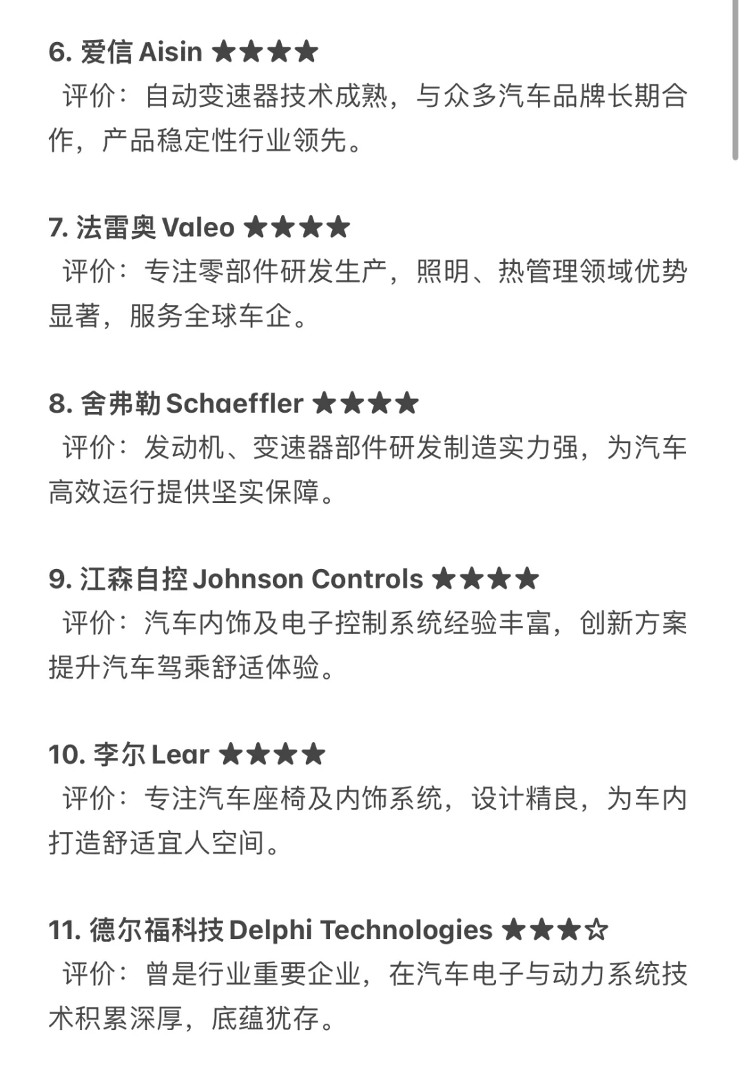汽车行业Tier1类推荐就业企业汇总,求职干货