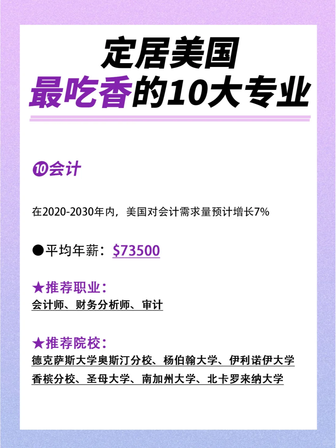定居美国，最吃香的10大专业?