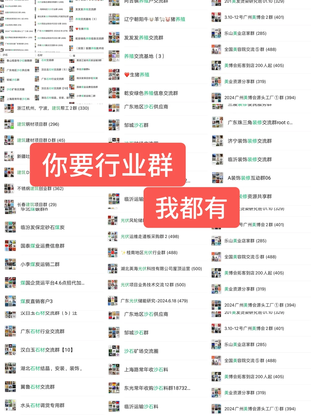 行业群，地区群