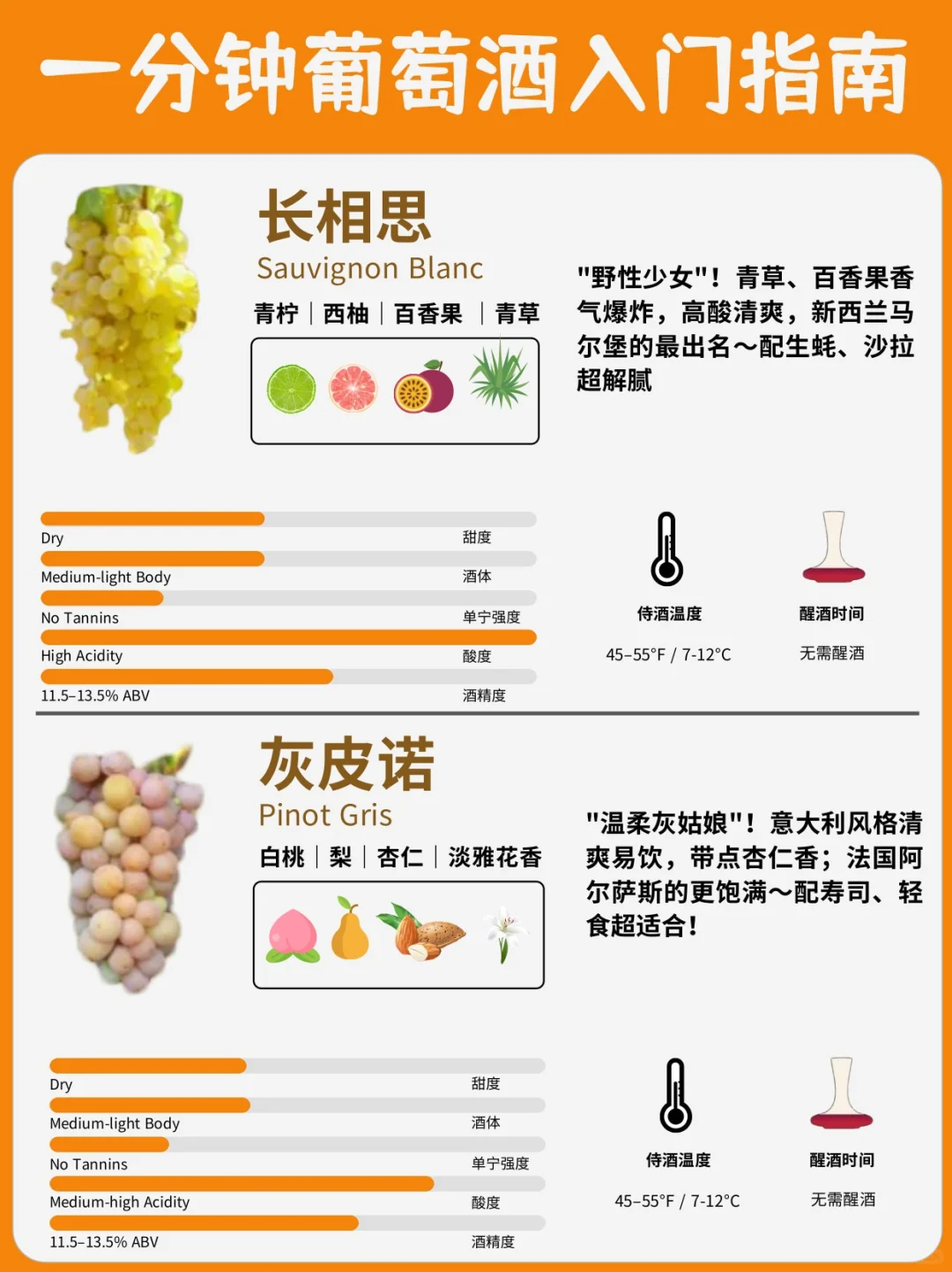 葡萄酒入门指南?一分钟了解8大葡萄品种❗️
