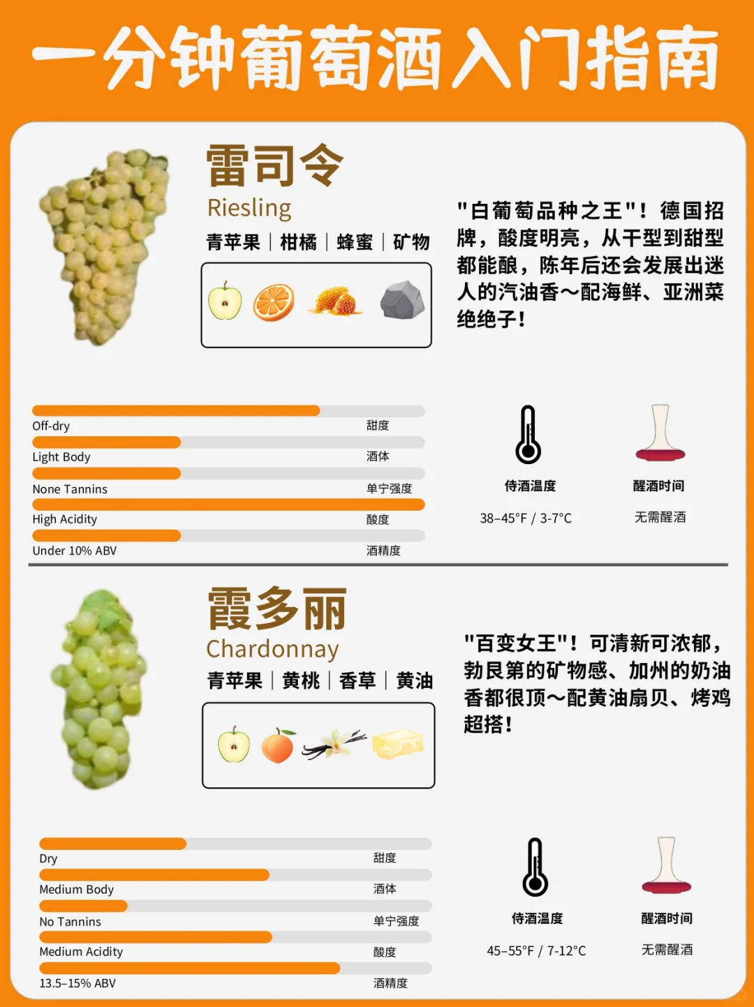 葡萄酒入门指南?一分钟了解8大葡萄品种❗️