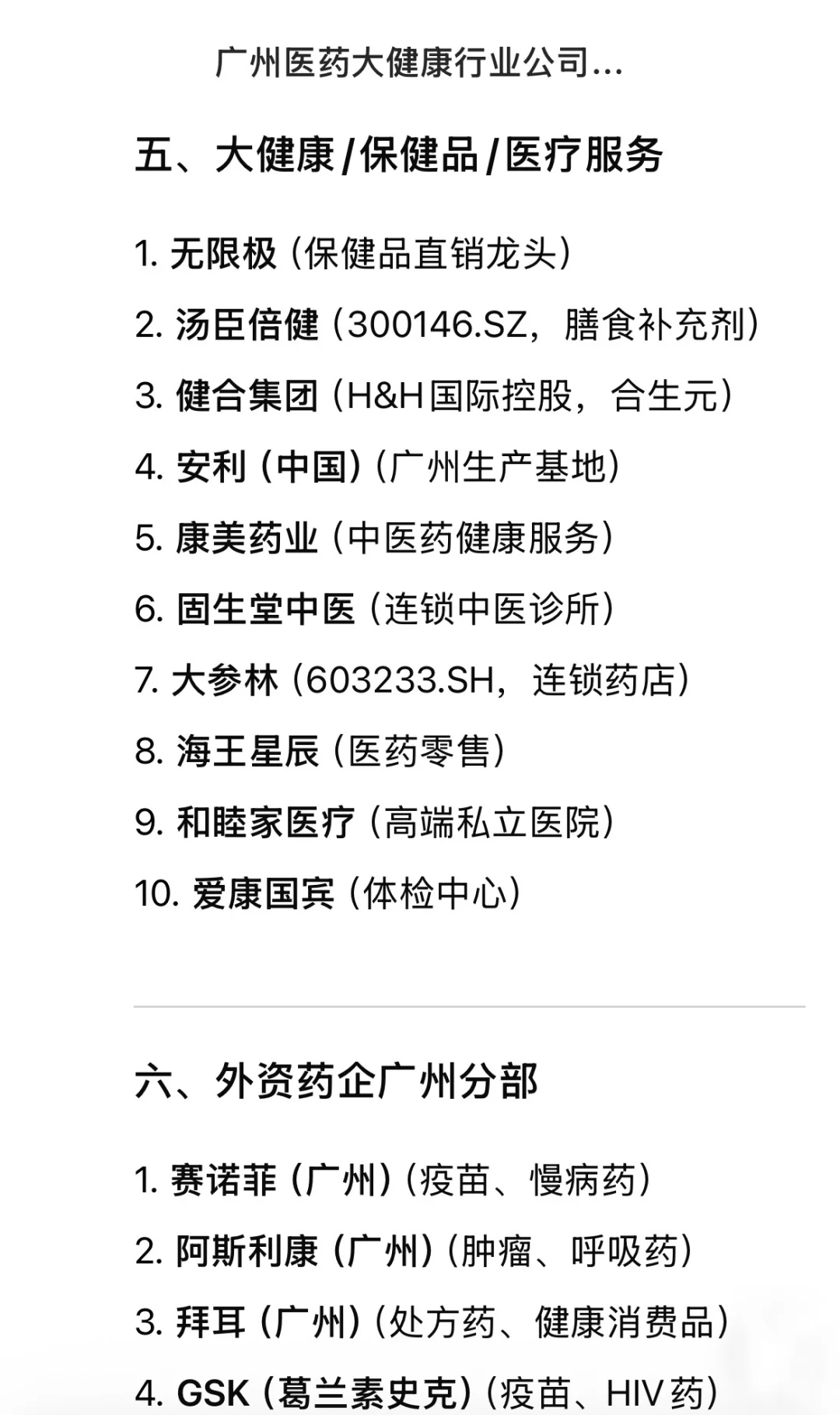 广州医yao大健康行业公司汇总（近期更新！）