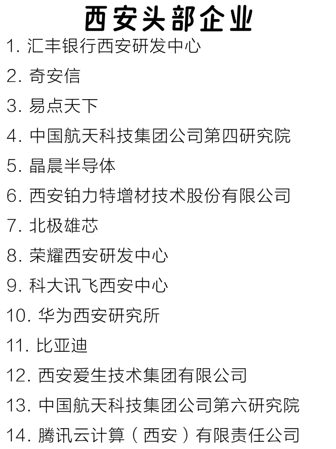 西安头部企业大盘点来啦～