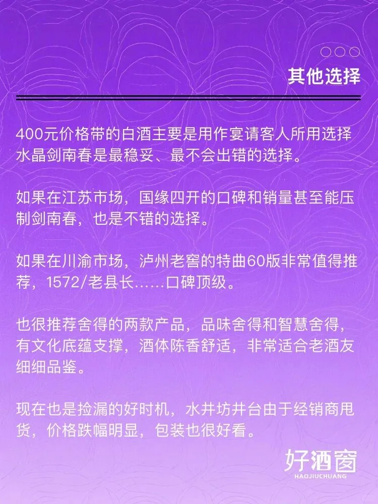 400元白酒除了剑南春，还有哪些闭眼选好酒