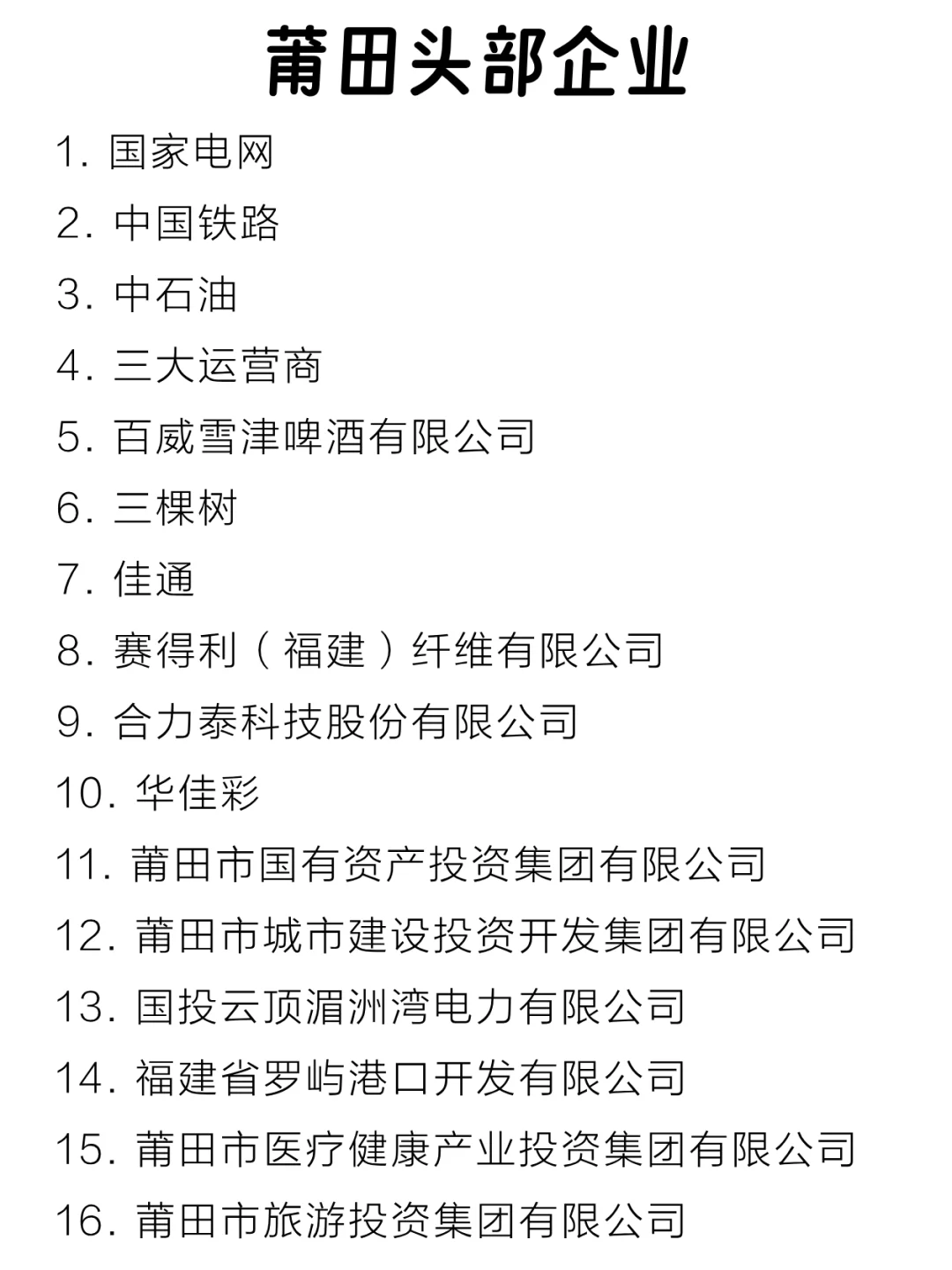 莆田头部企业大盘点来啦～