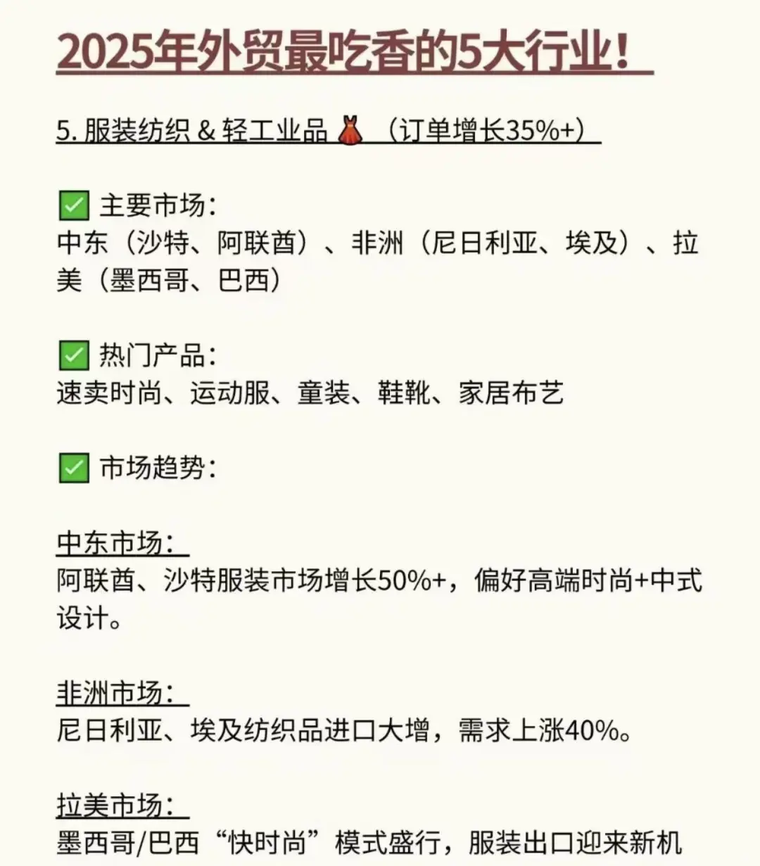 2025外贸最吃香的5大行业