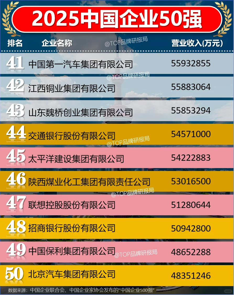 2025中国企业50强