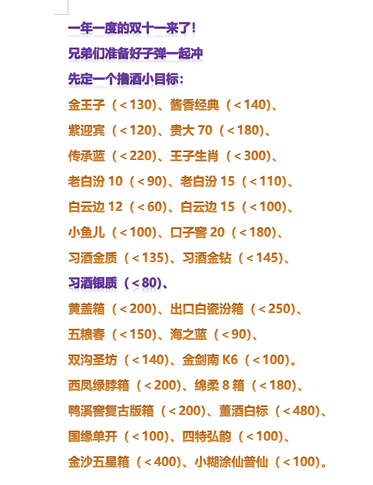 2025双11口粮酒撸酒小目标[蹲R]