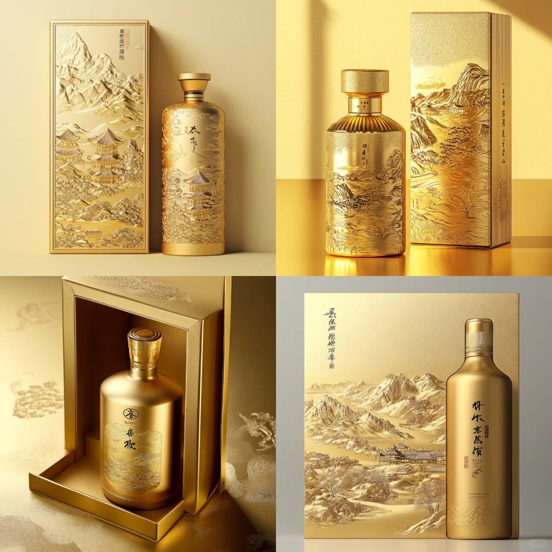 金箔山水插画白酒包装设计-创意包装设计 16