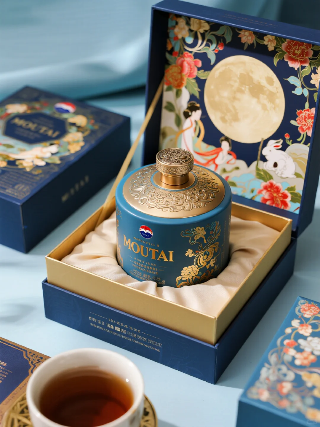 AIGC中秋节酒品类礼盒包装风格探究