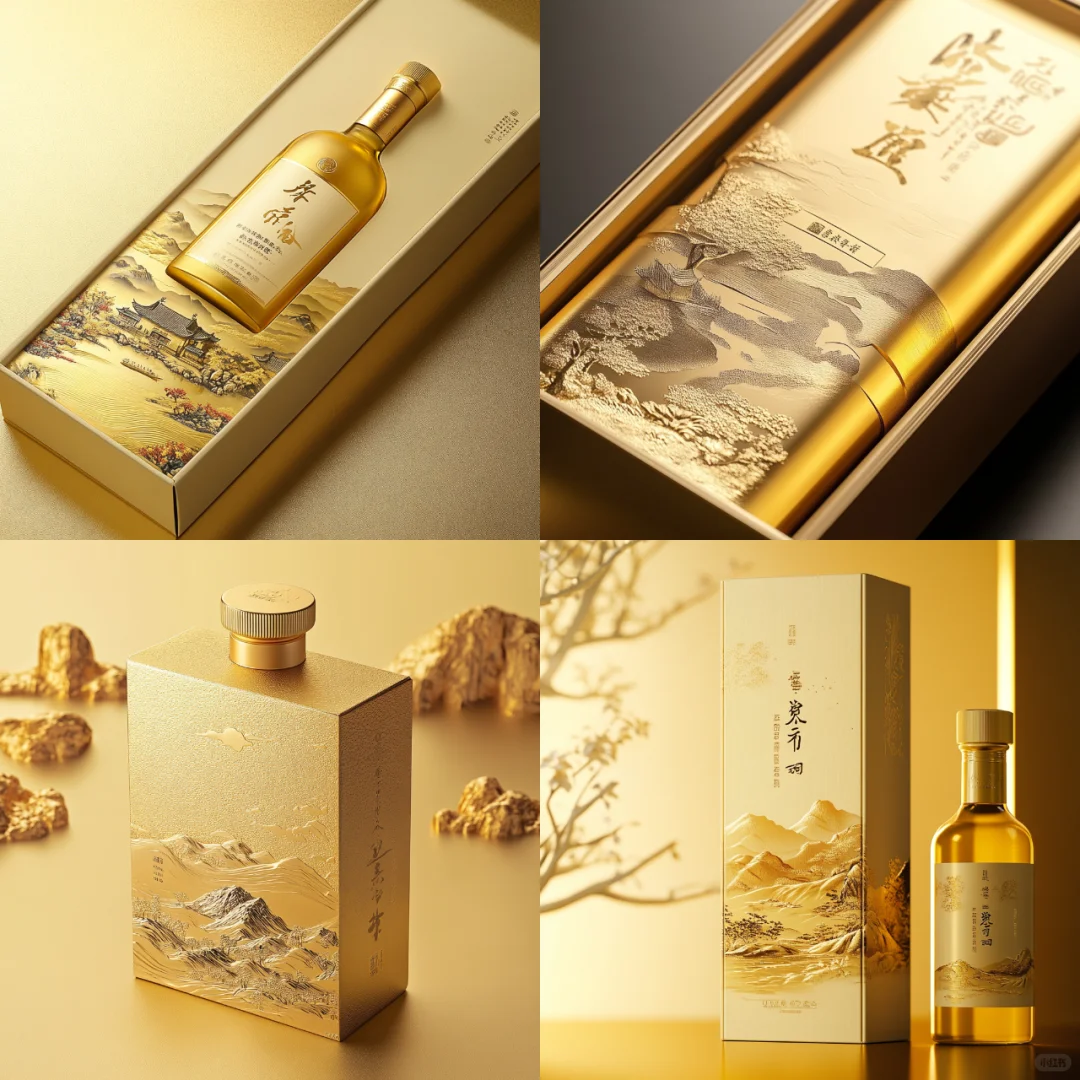 金箔山水插画白酒包装设计-创意包装设计 16