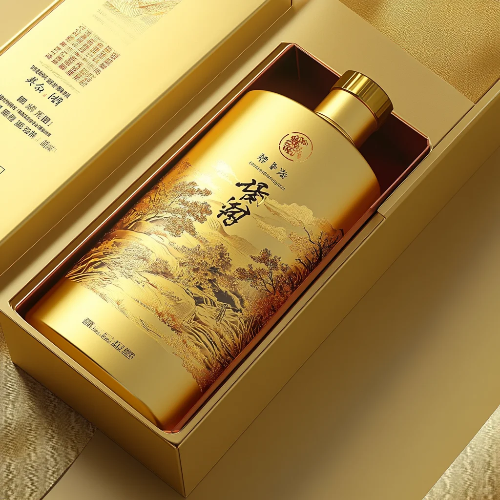 金箔山水插画白酒包装设计-创意包装设计 16