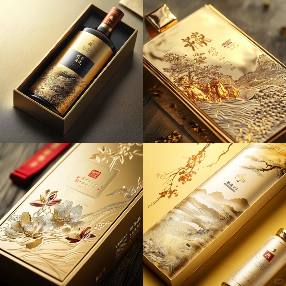 金箔山水插画白酒包装设计-创意包装设计 16