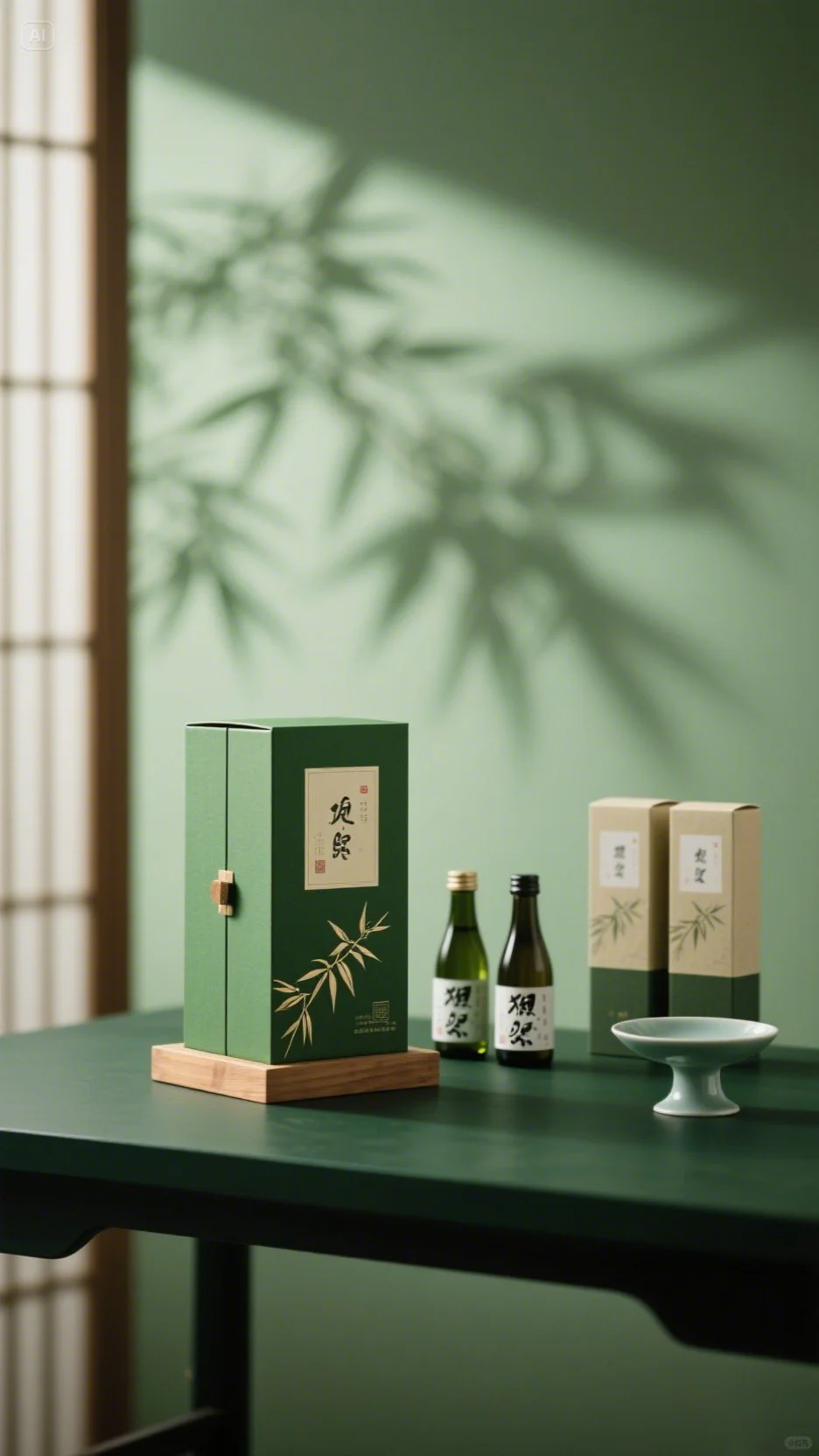 端午节酒礼盒AI+摄影 竹与酒的高级感