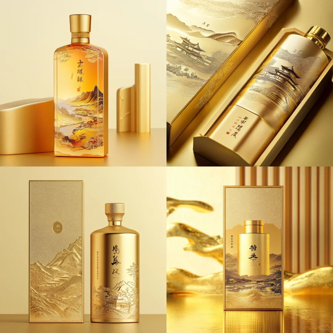 金箔山水插画白酒包装设计-创意包装设计 16