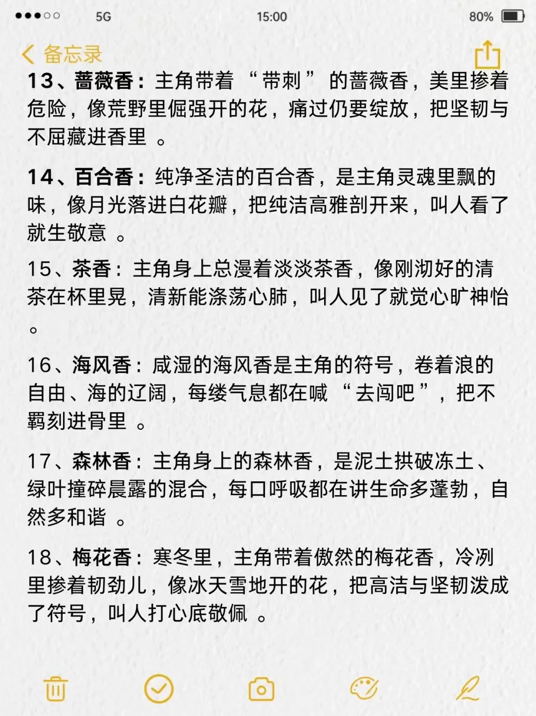 可以写进小说中的体香设定