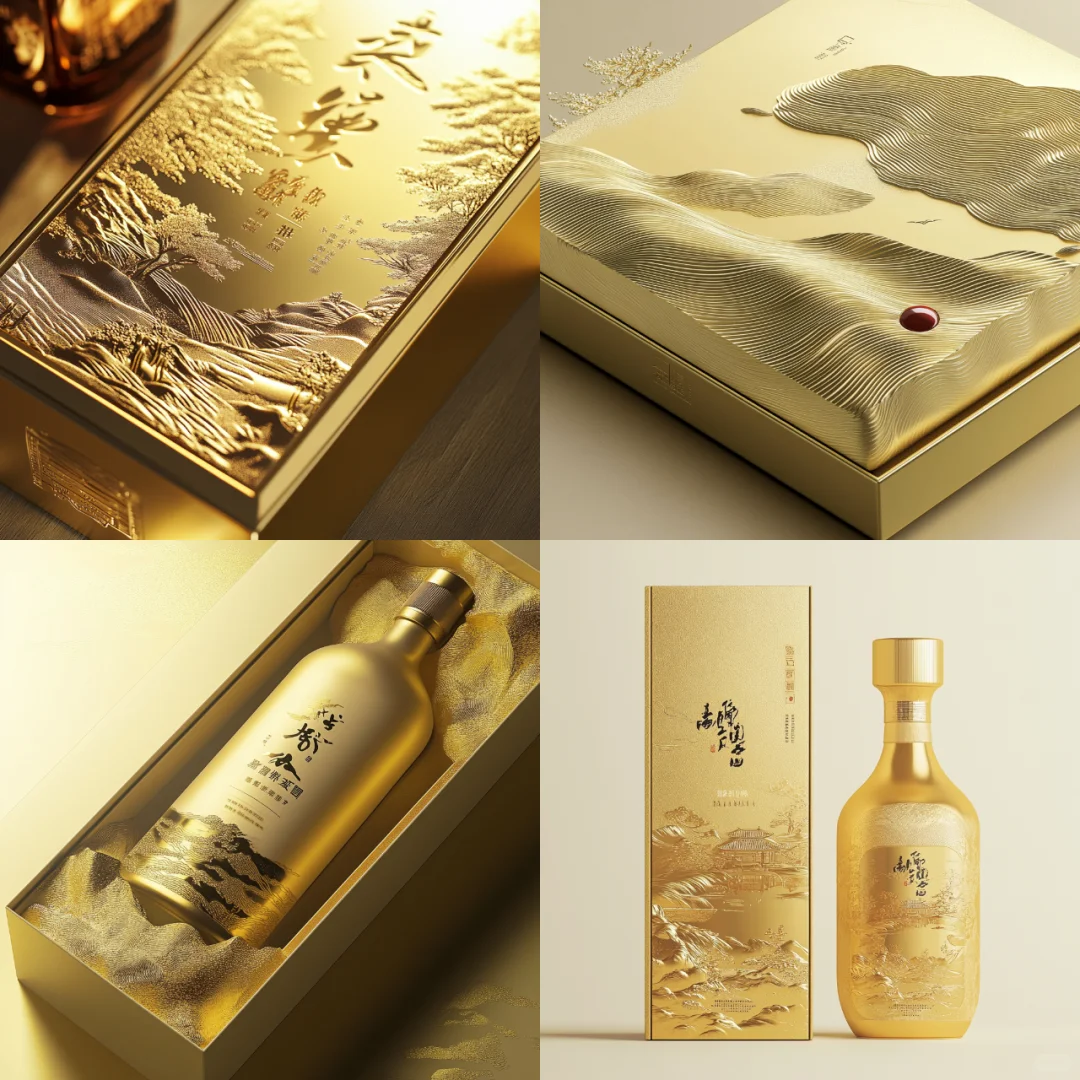 金箔山水插画白酒包装设计-创意包装设计 16
