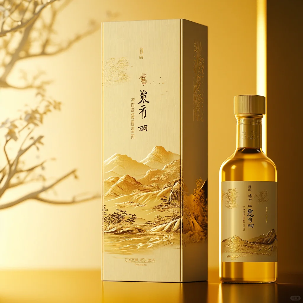 金箔山水插画白酒包装设计-创意包装设计 16