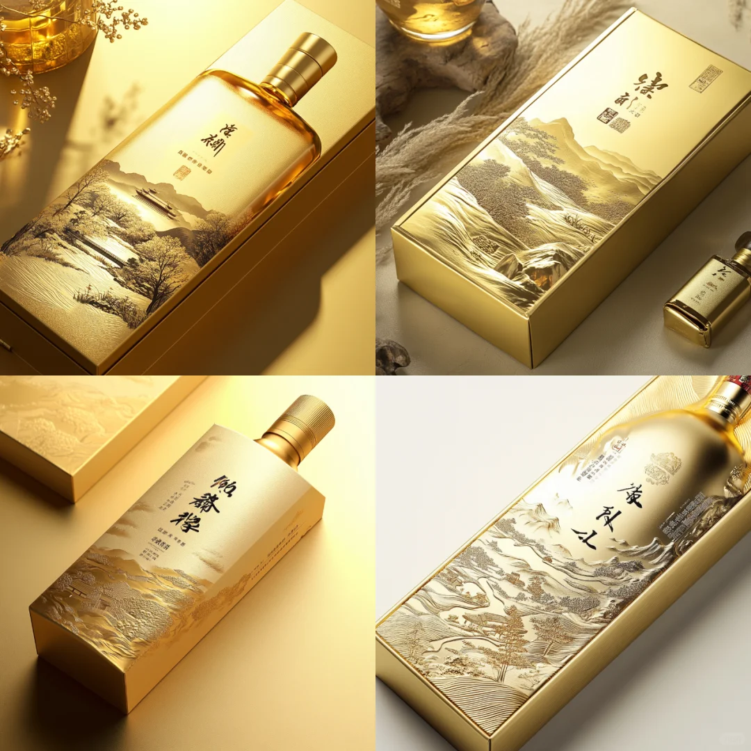 金箔山水插画白酒包装设计-创意包装设计 16