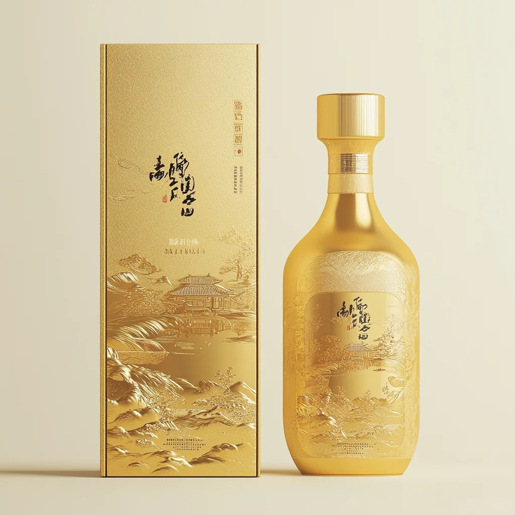 金箔山水插画白酒包装设计-创意包装设计 16