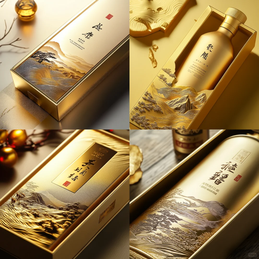 金箔山水插画白酒包装设计-创意包装设计 16