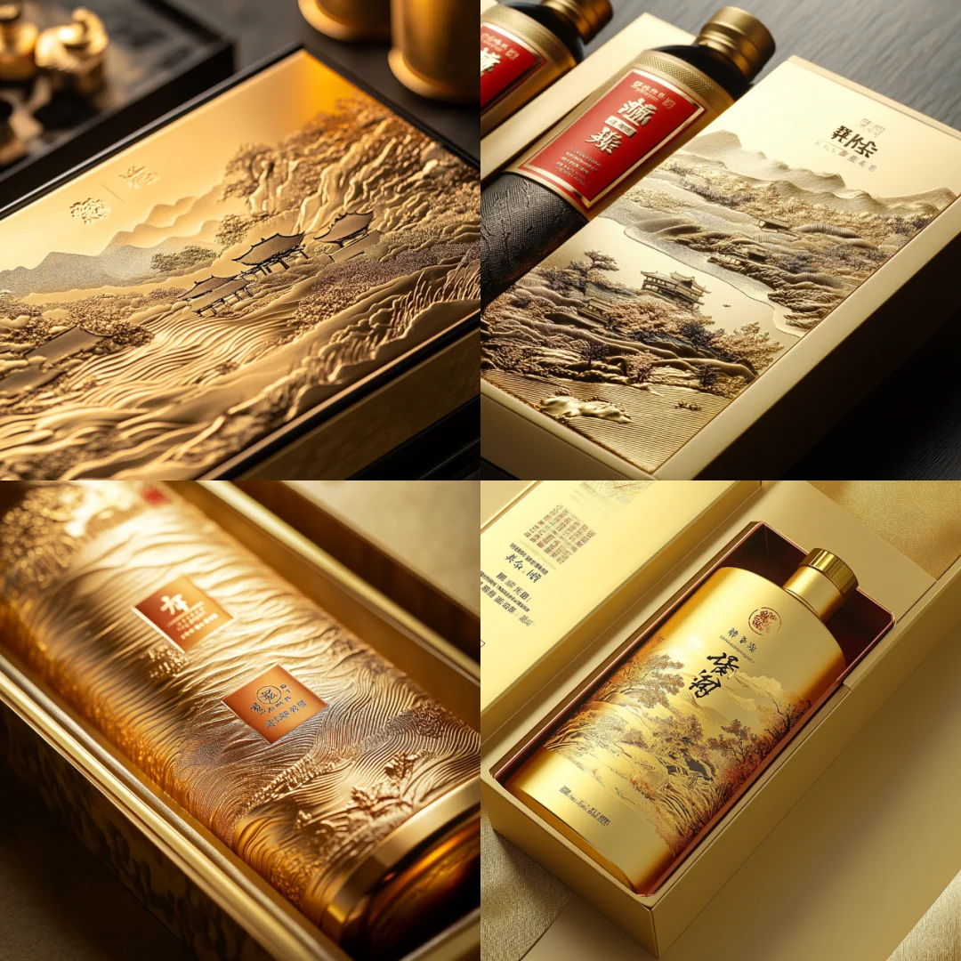 金箔山水插画白酒包装设计-创意包装设计 16