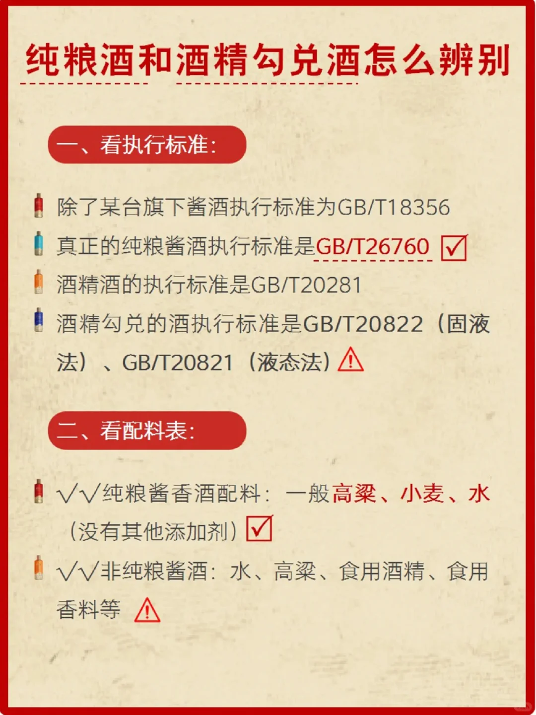 纯粮酱酒和酒精勾兑酒怎么辨别