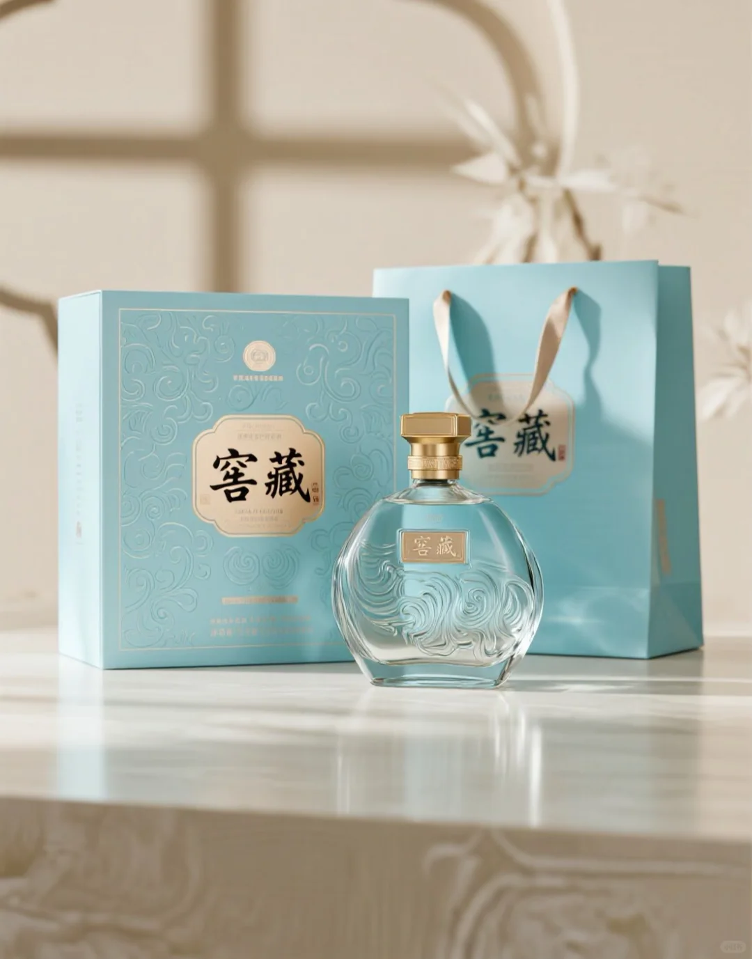 设计|清香型白酒包装设计|蓝色白酒礼盒设计