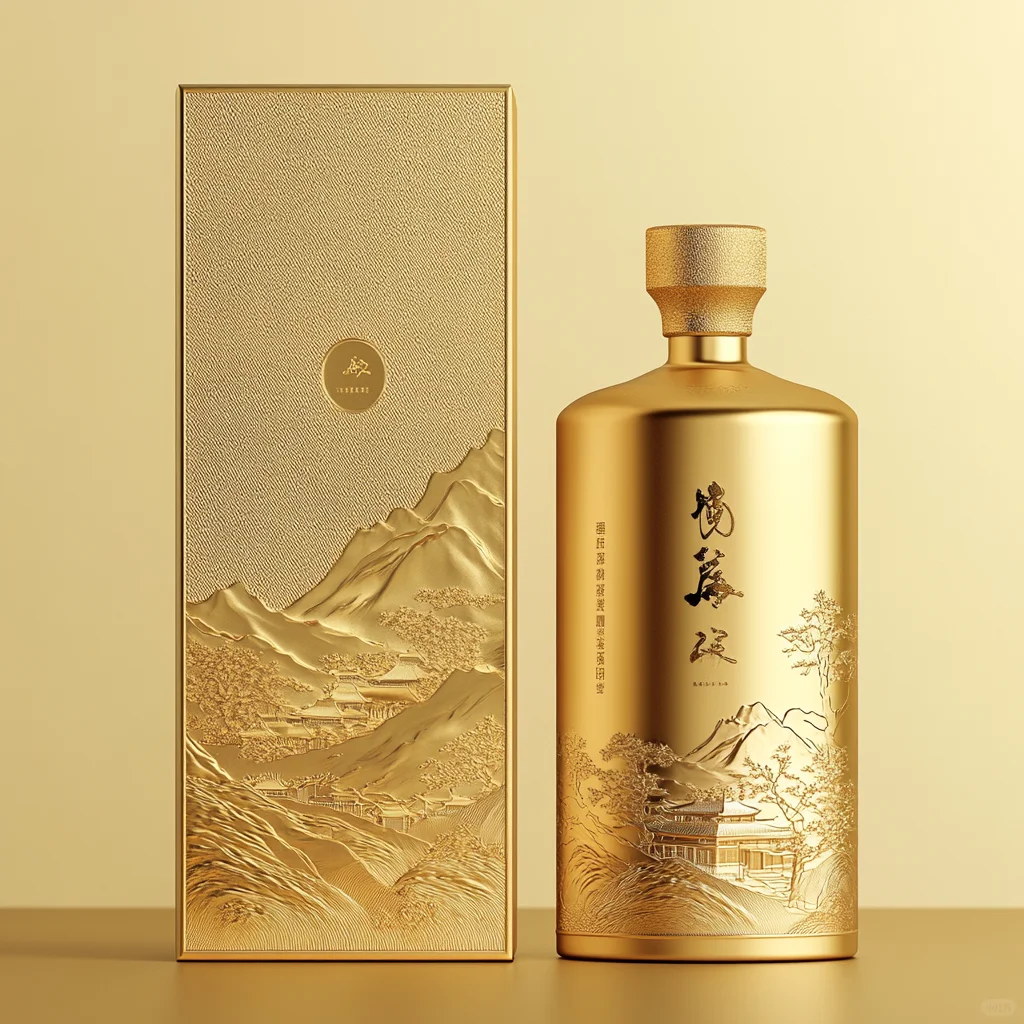 金箔山水插画白酒包装设计-创意包装设计 16