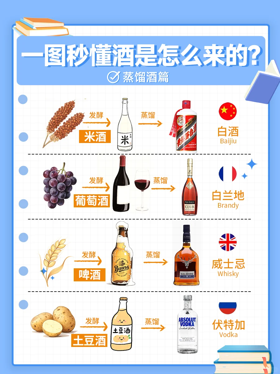 一图秒懂11种常见酒的来源 秒变懂酒达人